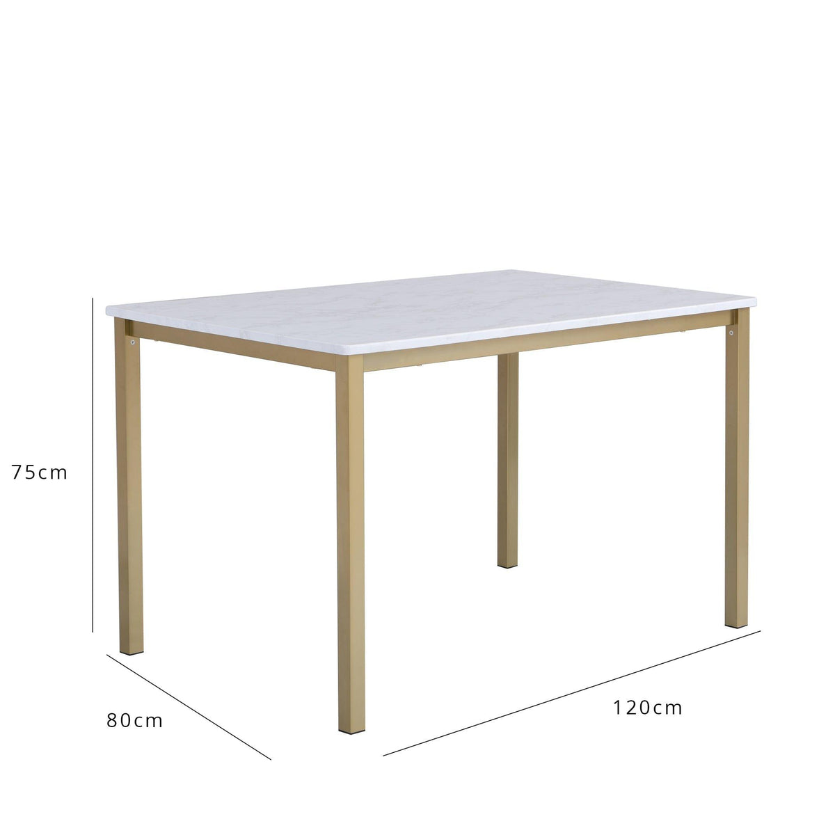 OUTLET - Milo Marble Effect Dining Table - 4 Seater - Gold Legs