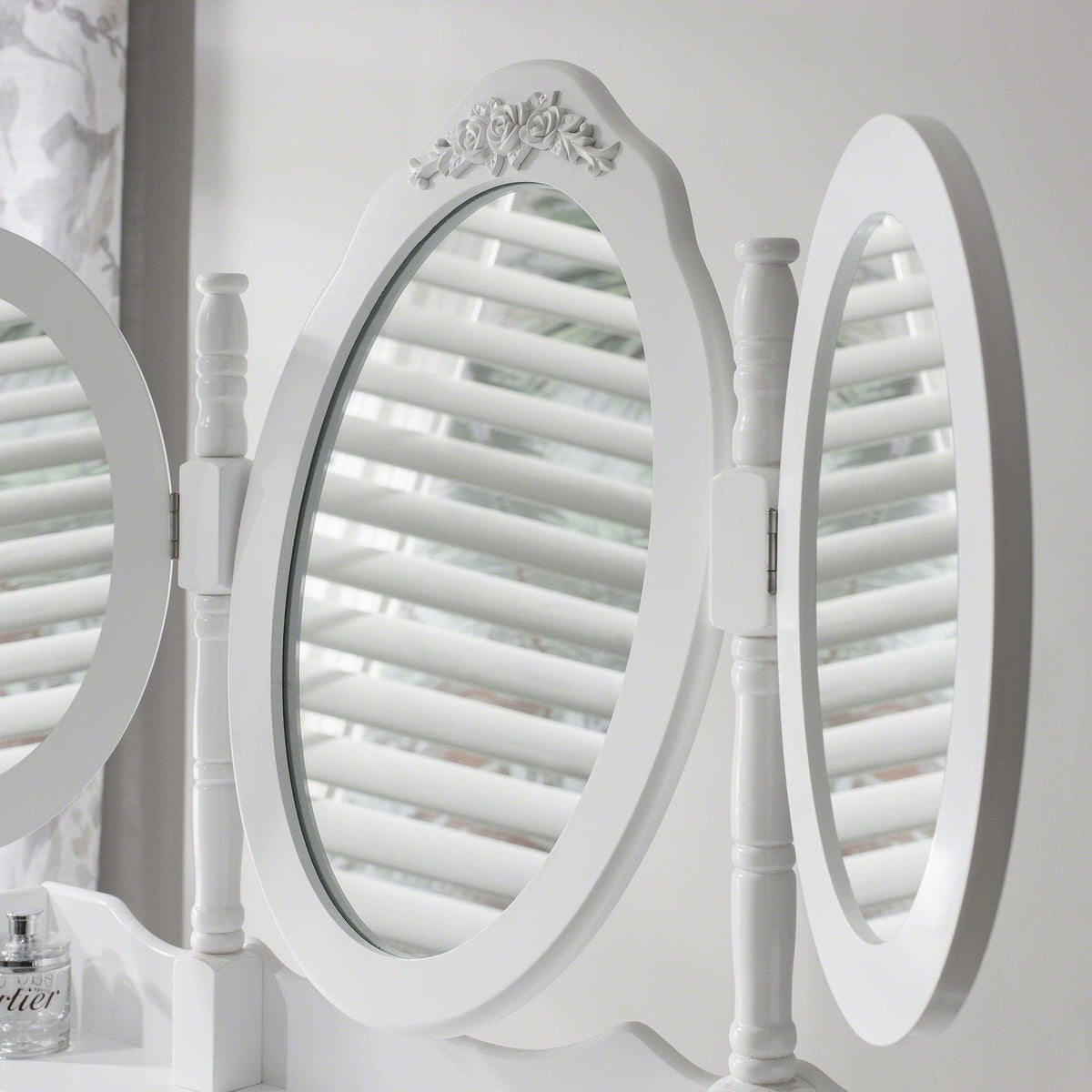 OUTLET - Monaco White Dressing Table with Mirror & Stool