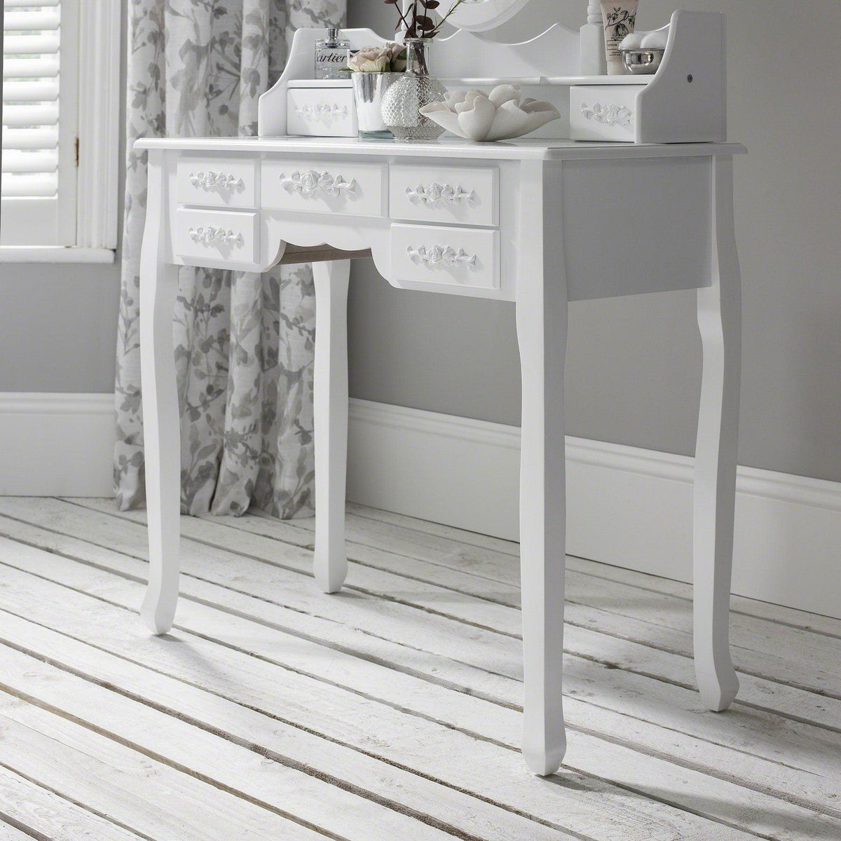 OUTLET - Monaco White Dressing Table with Mirror & Stool