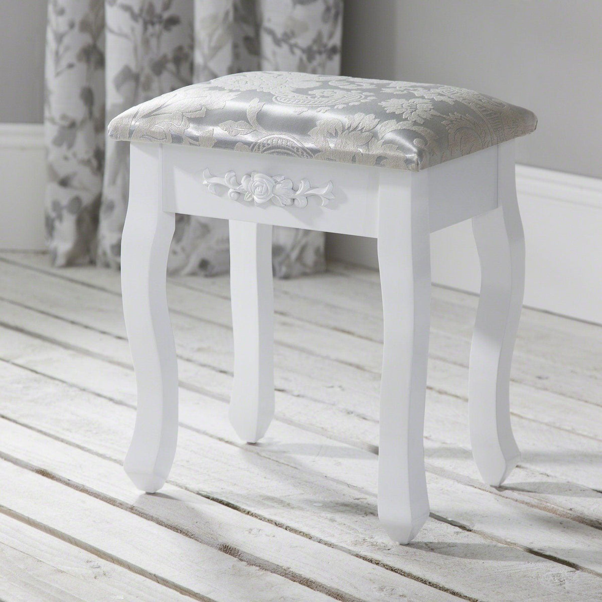 OUTLET - Monaco White Dressing Table with Mirror & Stool