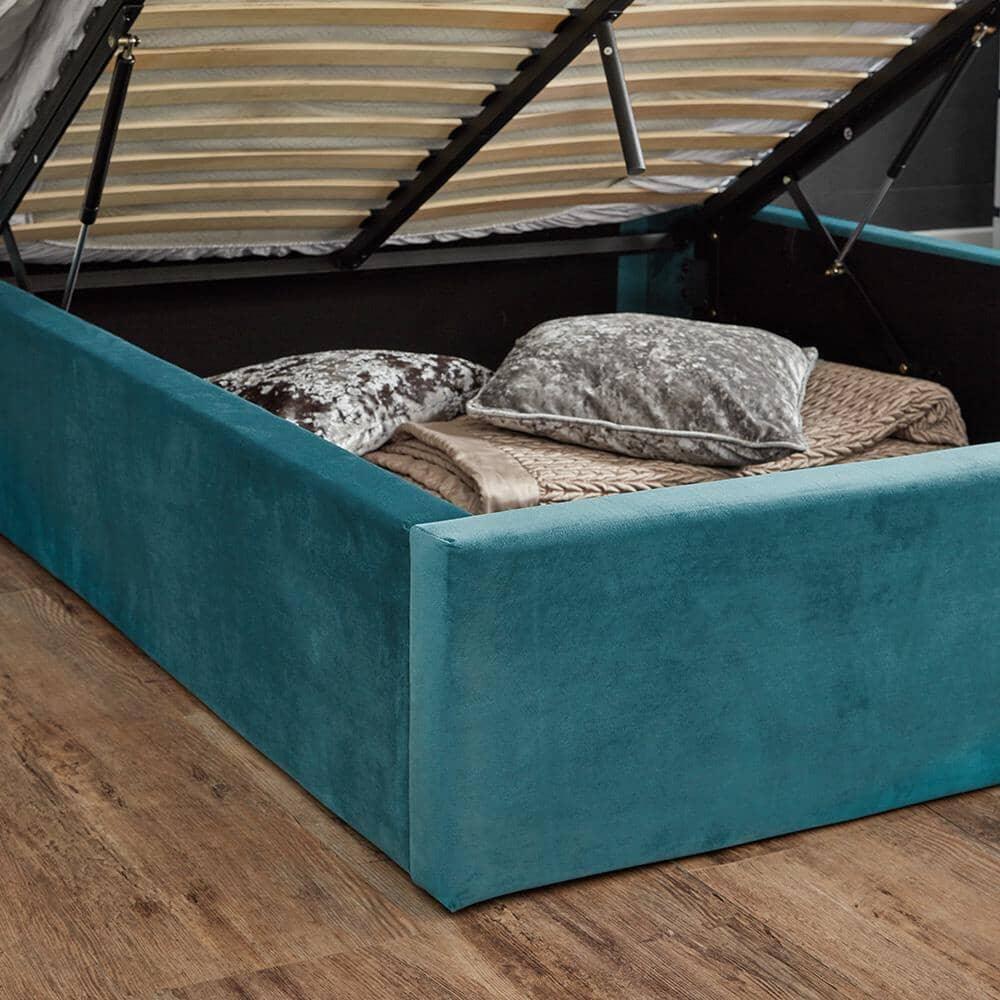 Outlet - Otto King Size Ottoman Bed - Teal Blue