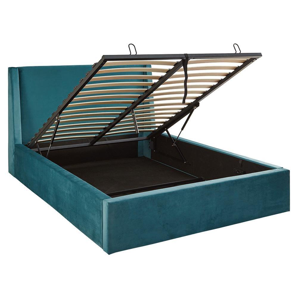 Outlet - Otto King Size Ottoman Bed - Teal Blue