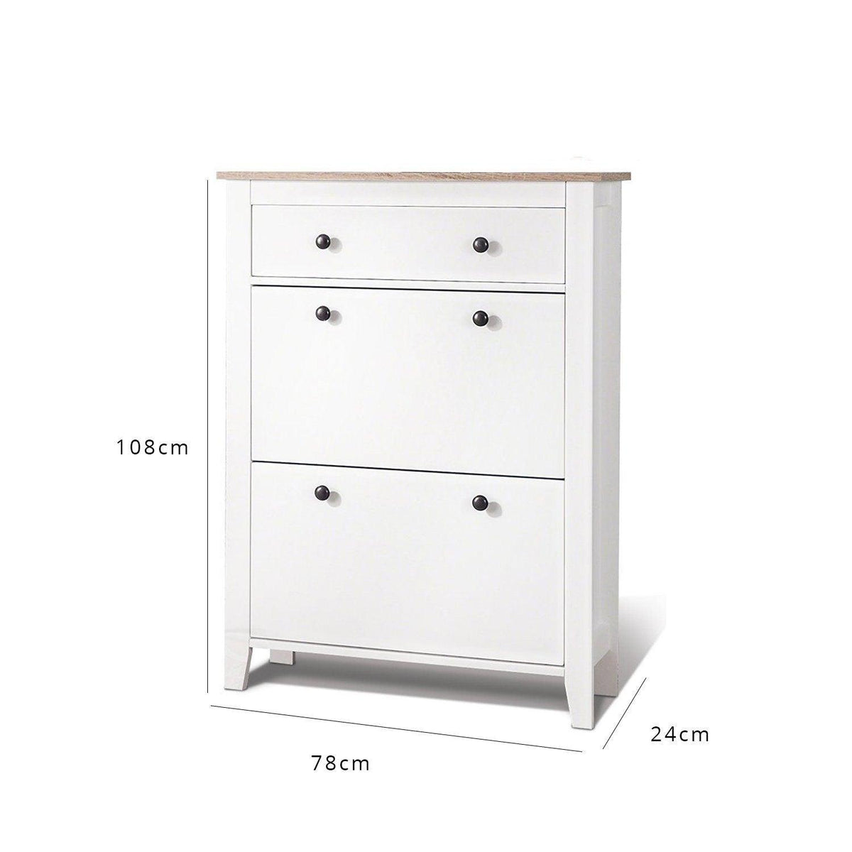 OUTLET - Sandhurst Shoe Cabinet - 3 Door - White & Oak Effect