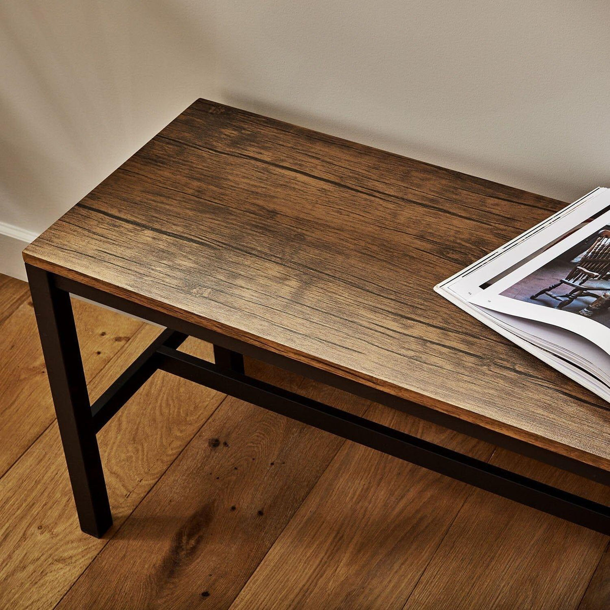 OUTLET - Sheffield 3 Seater Industrial Dining Bench - Black Legs