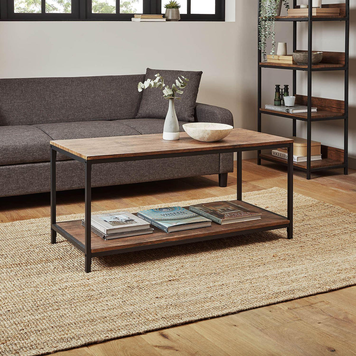 OUTLET - Sheffield Industrial Coffee Table - Wood Effect & Metal Frame