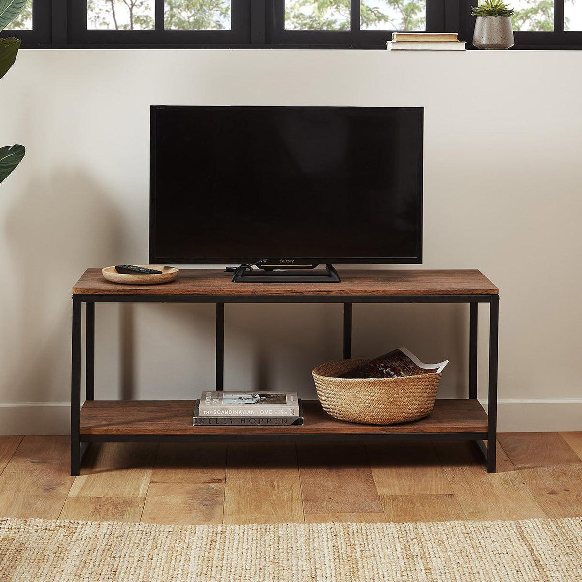 OUTLET - Sheffield Industrial TV Stand - Wood Effect & Metal Frame