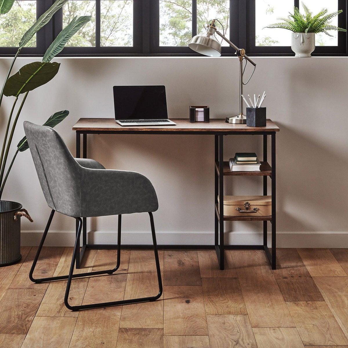 OUTLET - Sheffield Office Faux Leather Chair - Grey with Black Legs