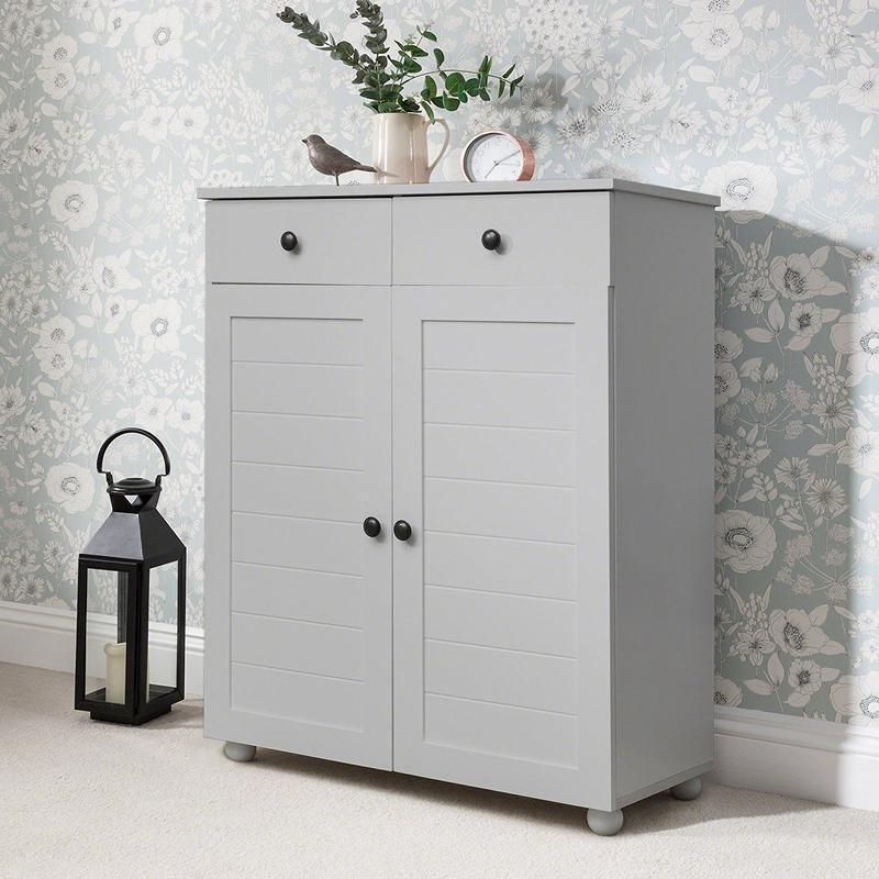 OUTLET - Ascot Shoe Cabinet - Grey Storage Cupboard