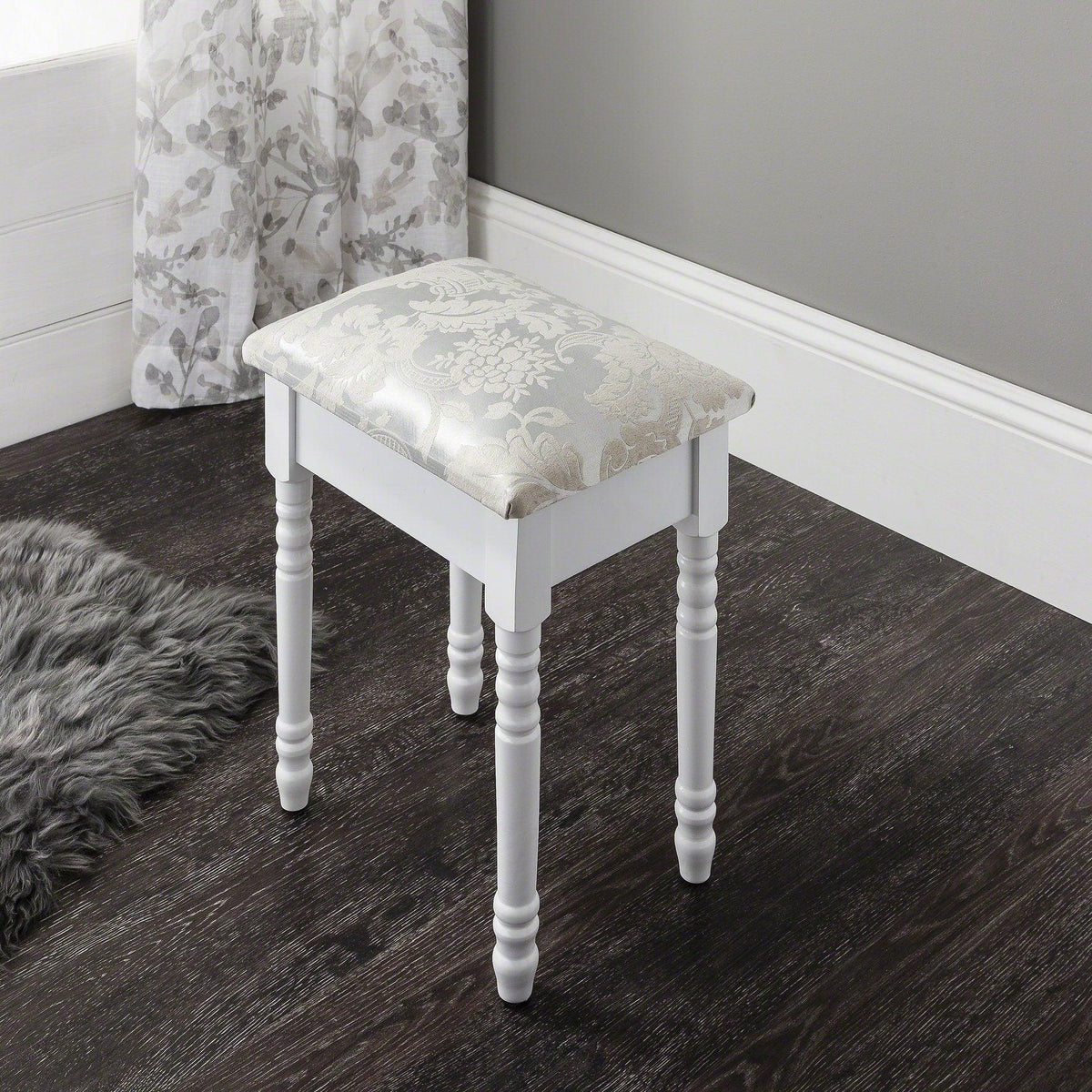 OUTLET - Sienna White Dressing Table with Mirror & Stool