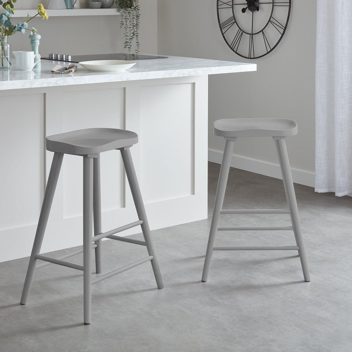 Outlet - Silvester Wooden Bar Stool Seat Grey