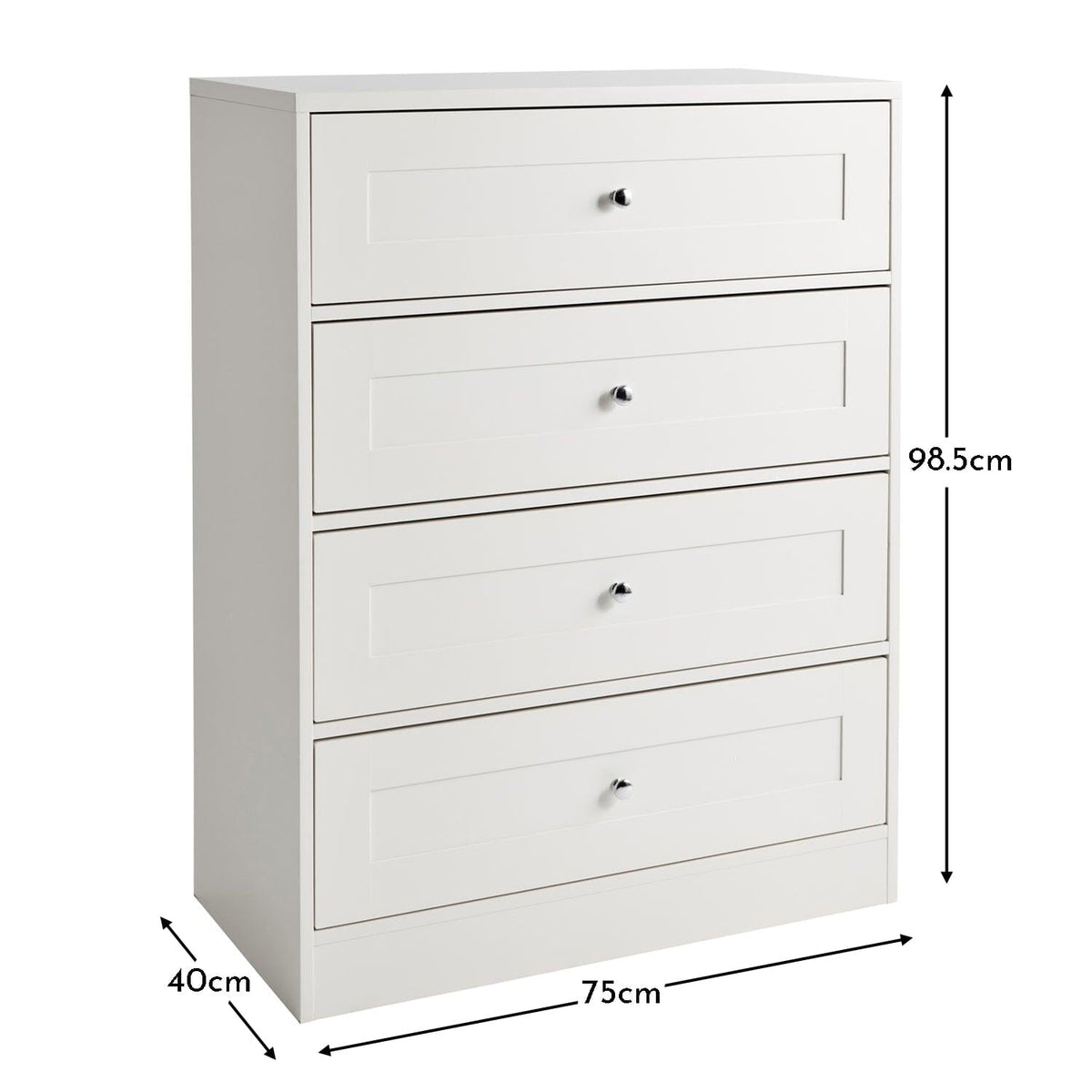 Stevie Chest of Drawers - 4 Drawer - White
