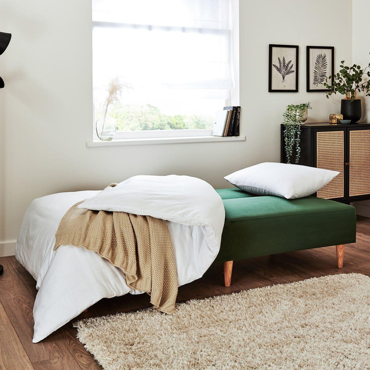 Outlet - Tamsin click clack sofa bed - green velvet