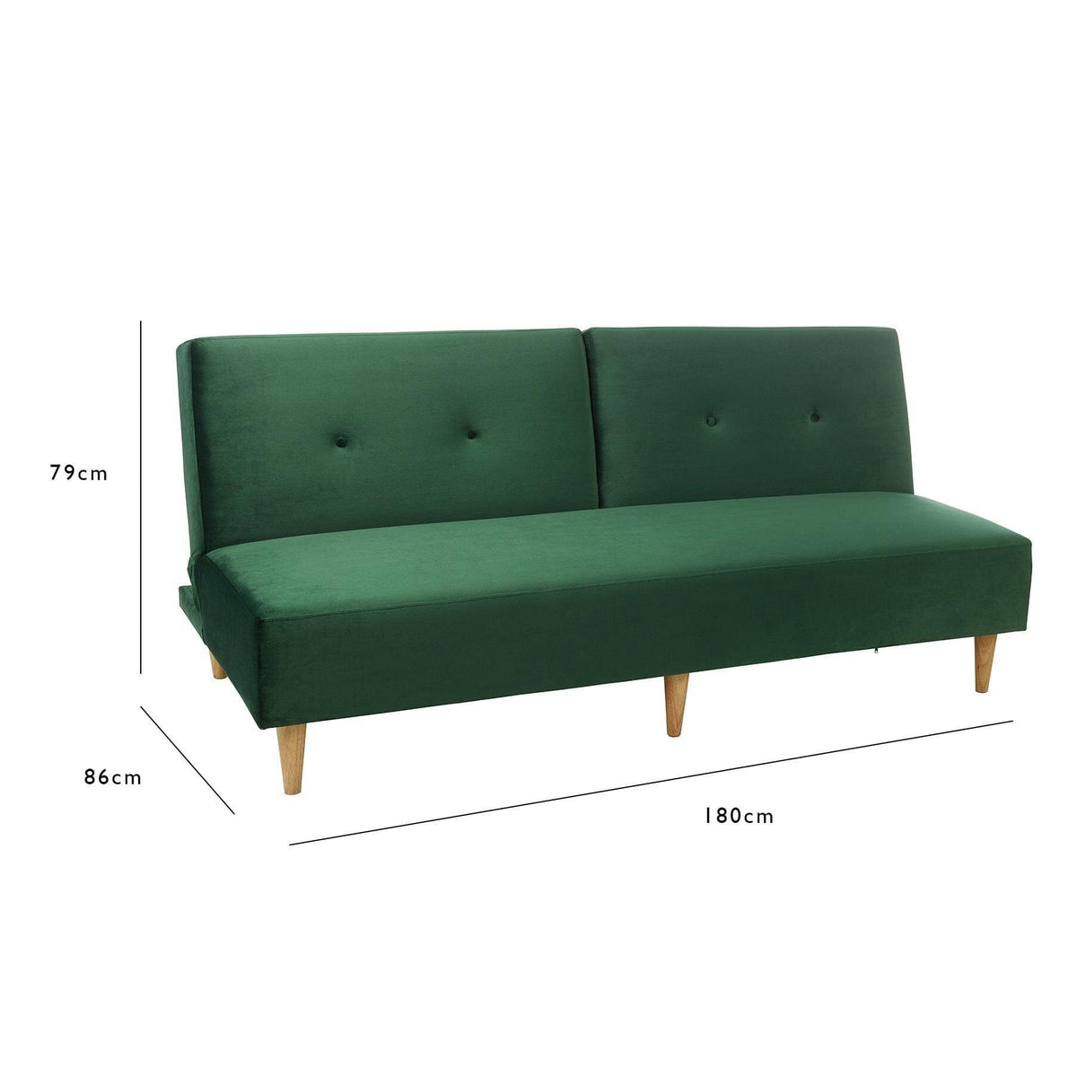 Outlet - Tamsin click clack sofa bed - green velvet