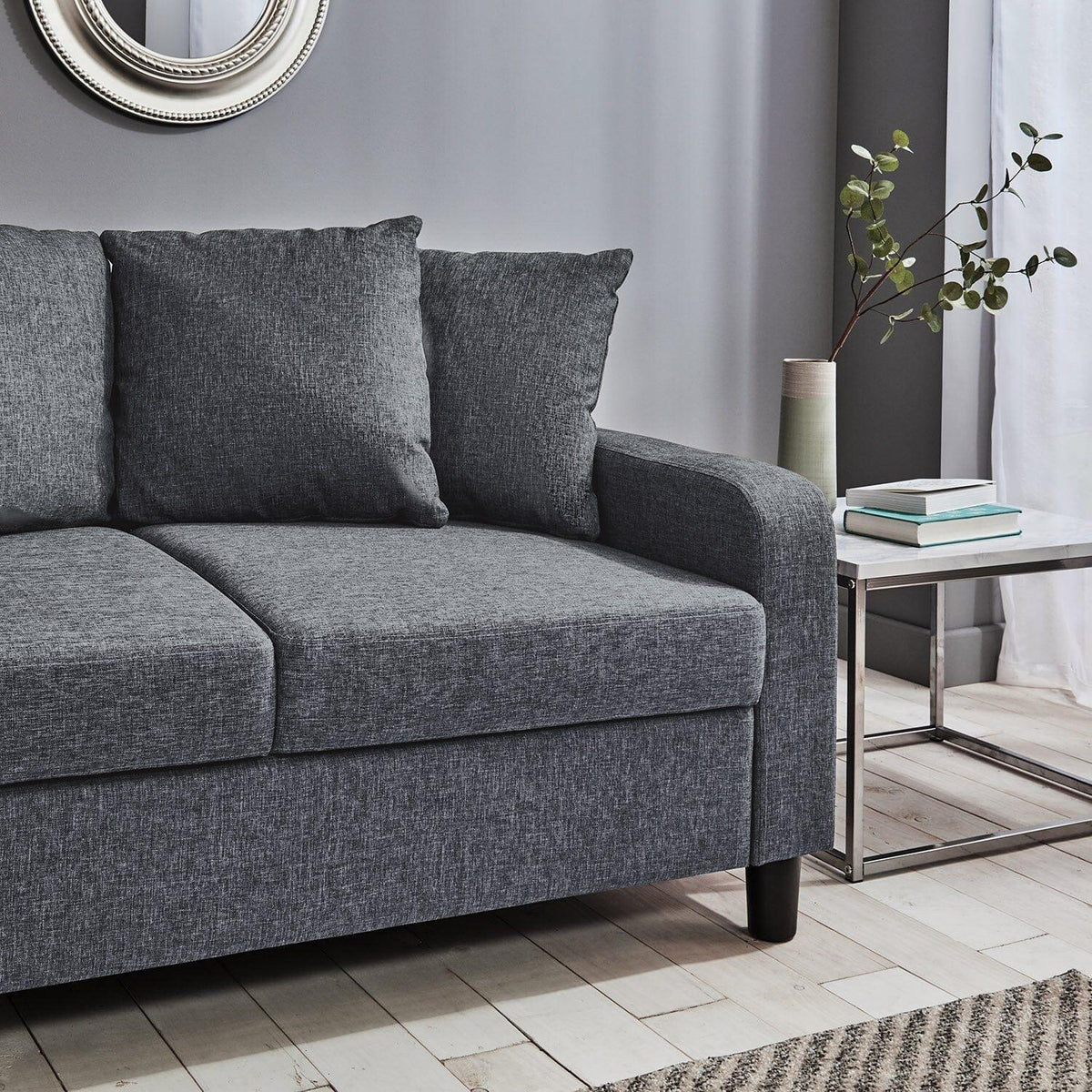 OUTLET - Tracy 2 Seater Sofa - Grey Linen with Black Legs