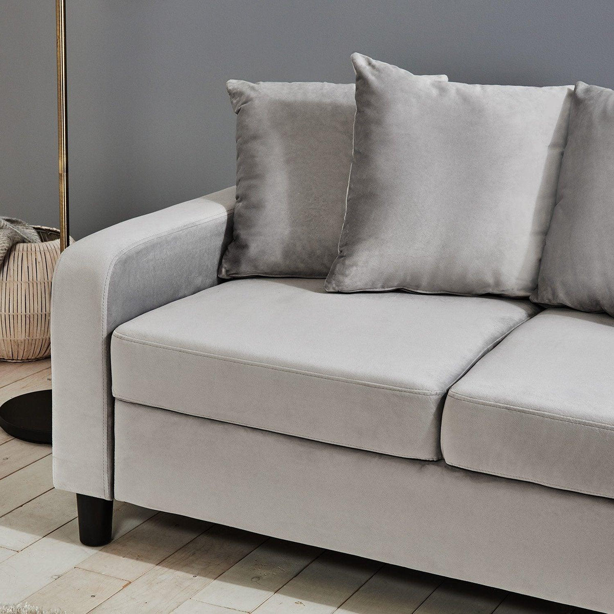 OUTLET - Tracy 2 Seater Sofa - Grey Velvet with Black Legs