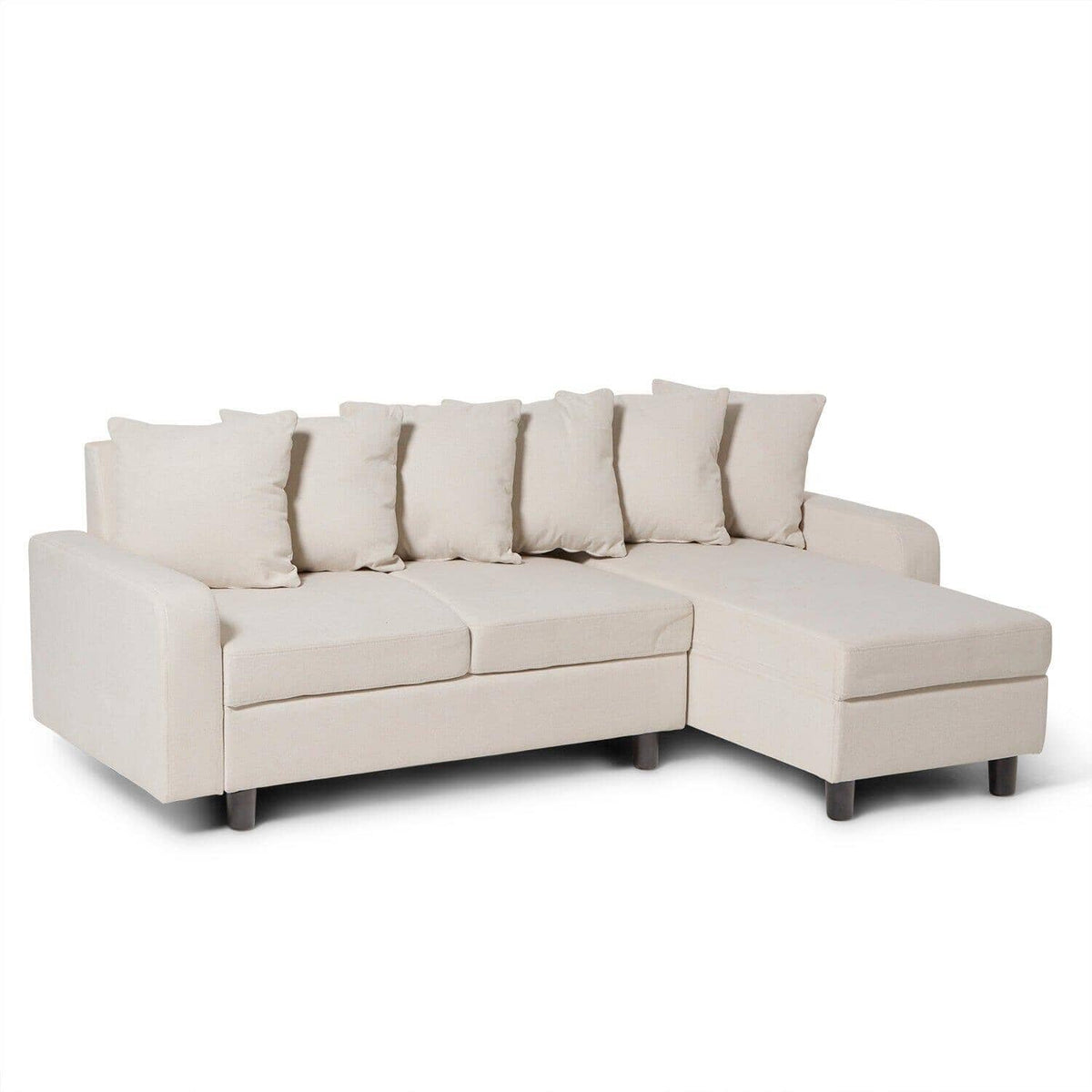 OUTLET - Tracy Corner Sofa - Oatmeal Linen with Black Legs