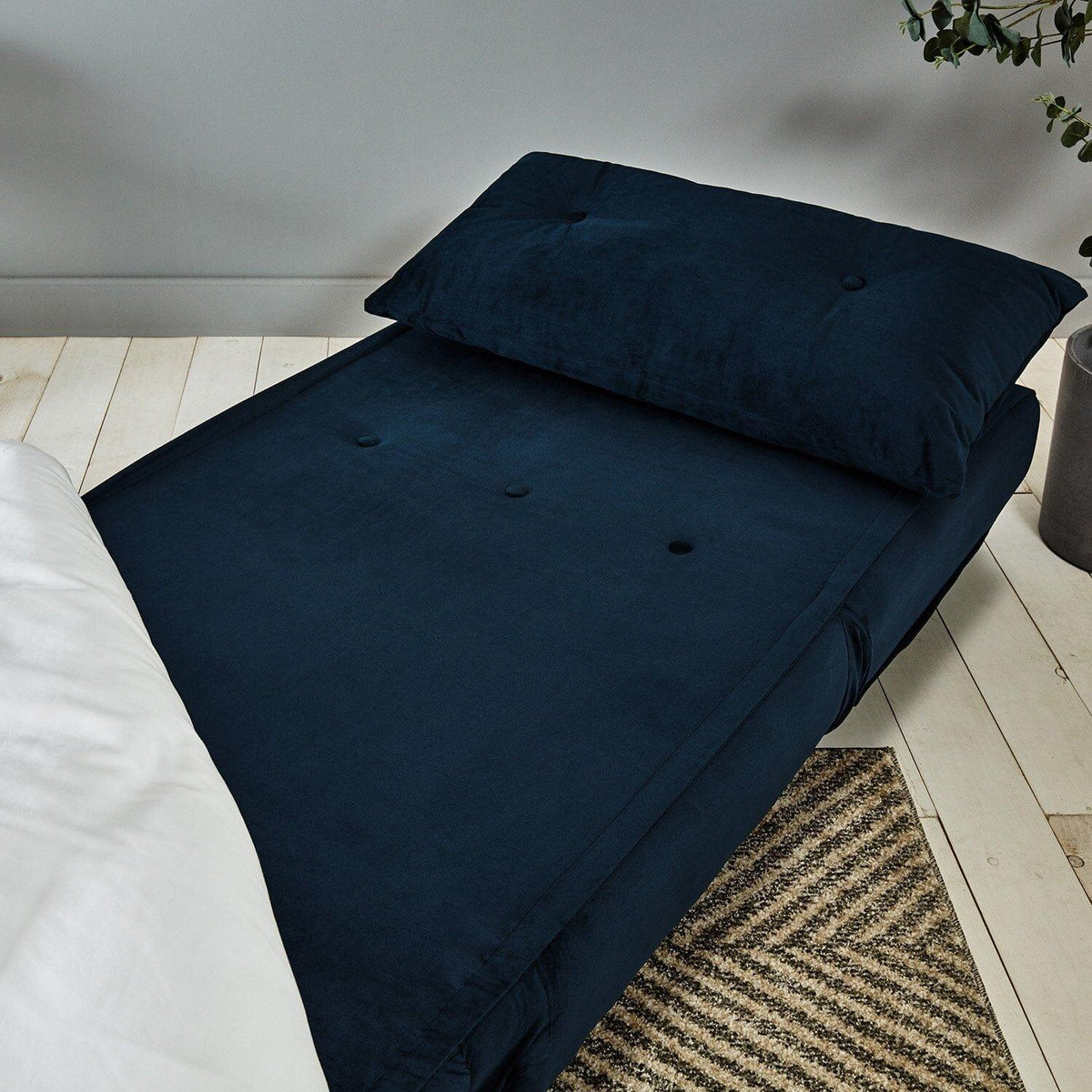 OUTLET - Una Single Sprung Sofa Bed - Blue - Velvet