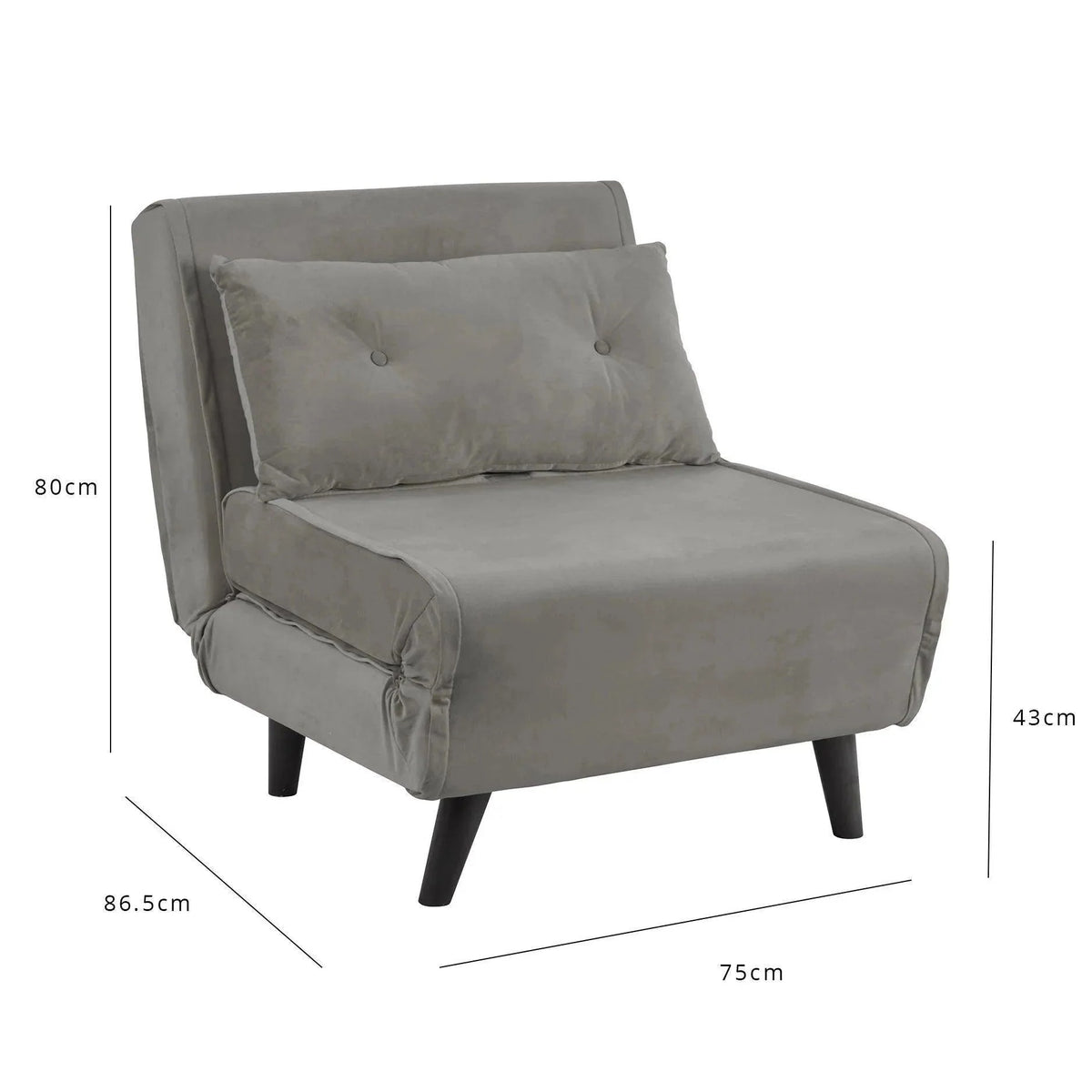 OUTLET - Una Single Sprung Sofa Bed - Grey - Velvet
