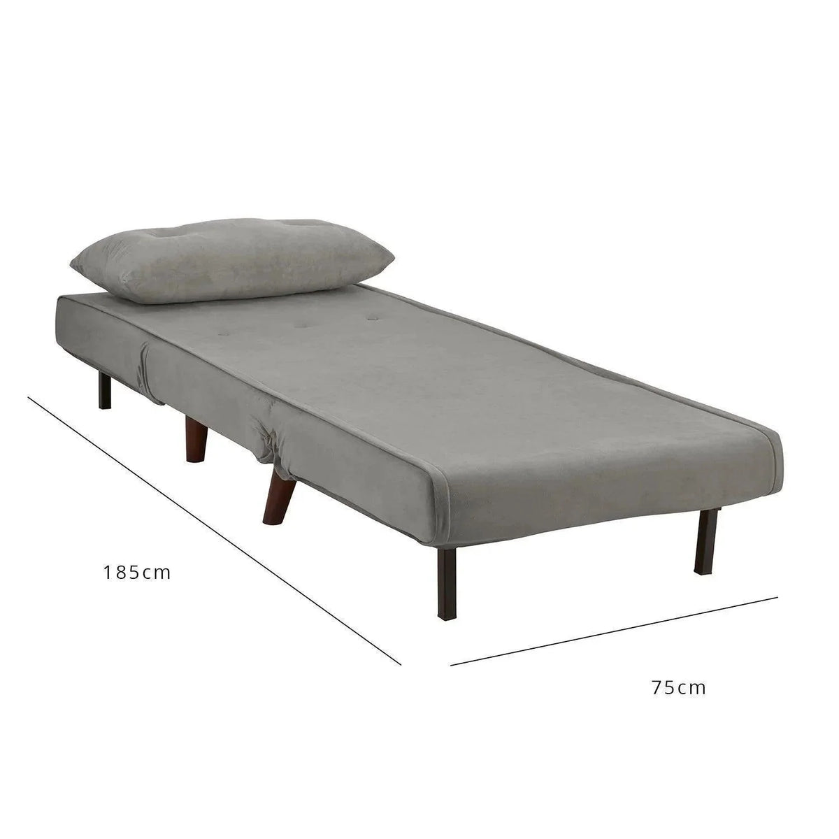 OUTLET - Una Single Sprung Sofa Bed - Grey - Velvet