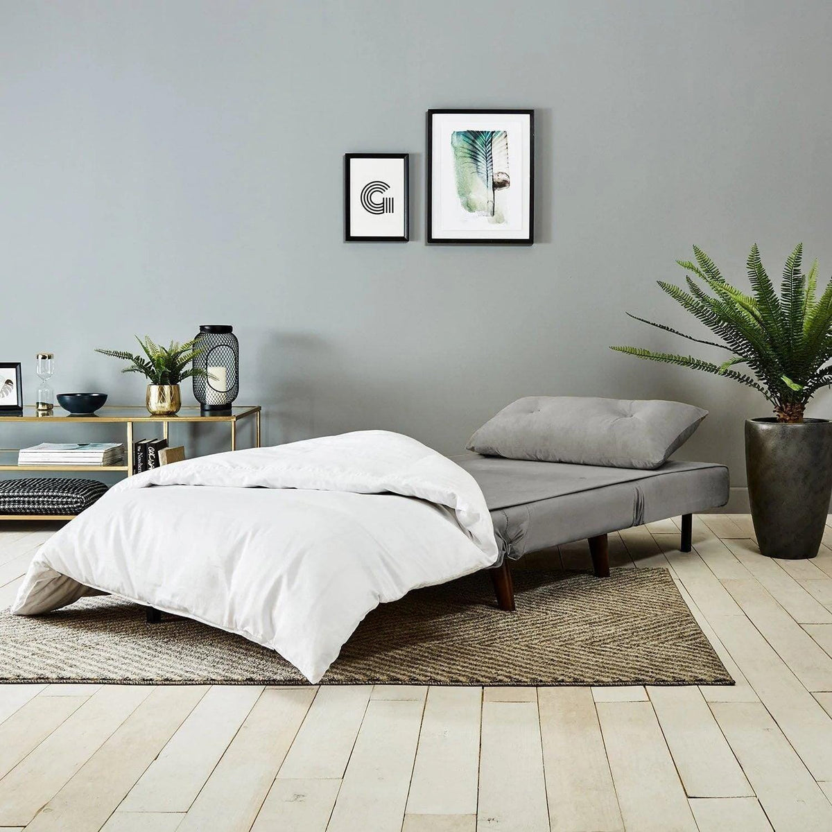 OUTLET - Una Single Sprung Sofa Bed - Grey - Velvet