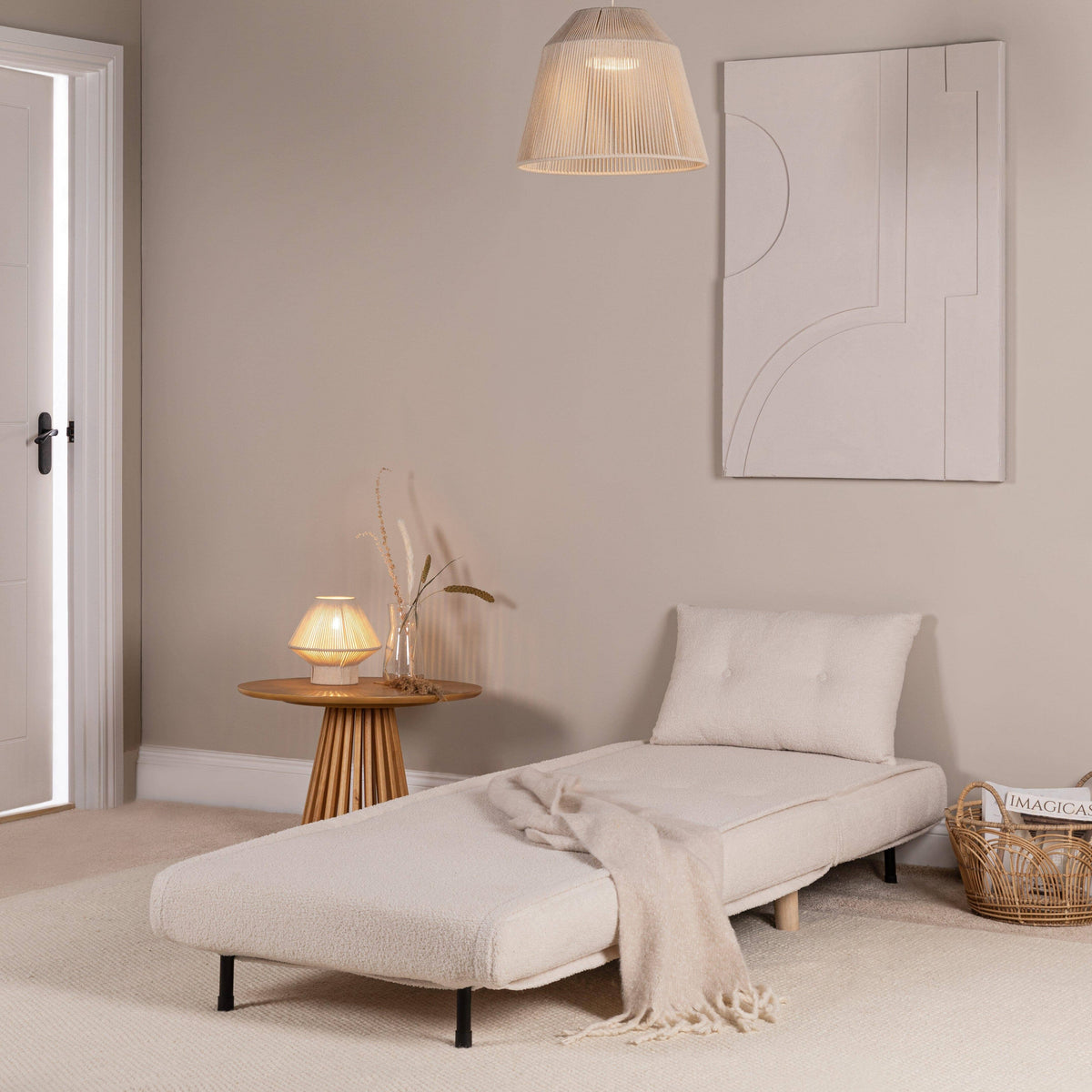 OUTLET - Una Single Sofa Bed - White Teddy