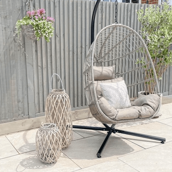 OUTLET - Wick Hanging Egg Chair - Dark Grey Rattan