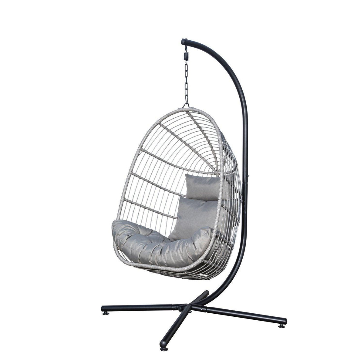 OUTLET - Wick Rattan Garden Hanging Egg Chair - Light Grey