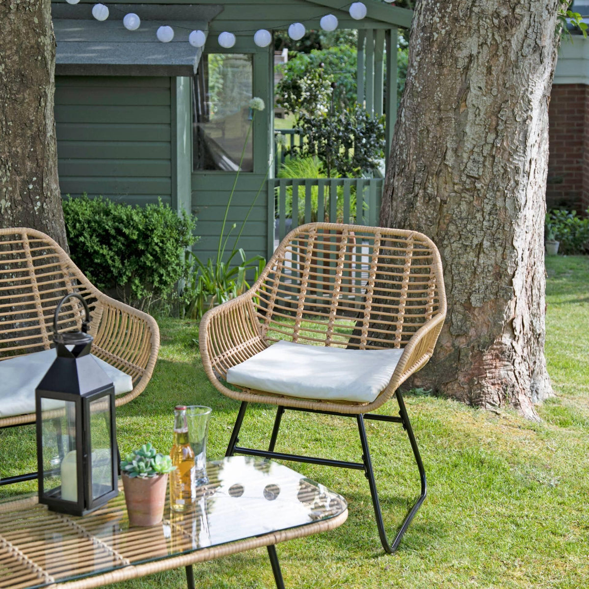 Outlet - Wick Rattan Garden Sofa Set - Natural
