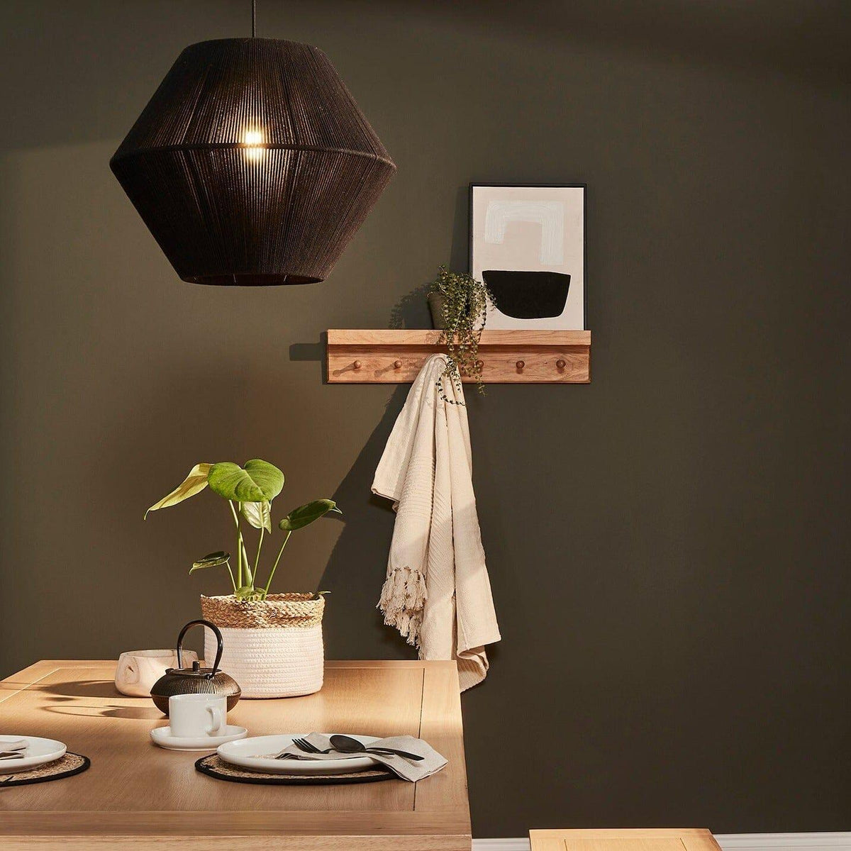 OUTLET - Willow Wooden Coat Rack with Shelf - Oak