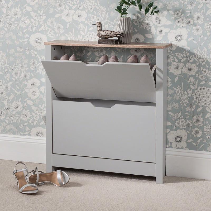 OUTLET - Windsor Shoe Cabinet - 2 Door - Grey