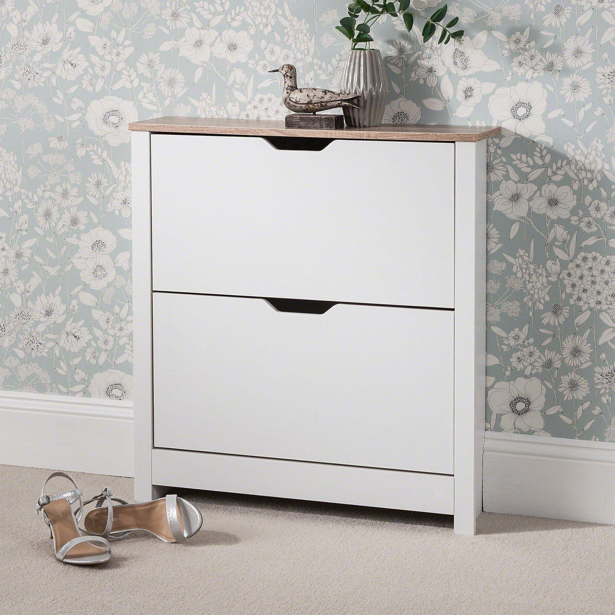 Outlet - Windsor Shoe Cabinet - 2 Door - White