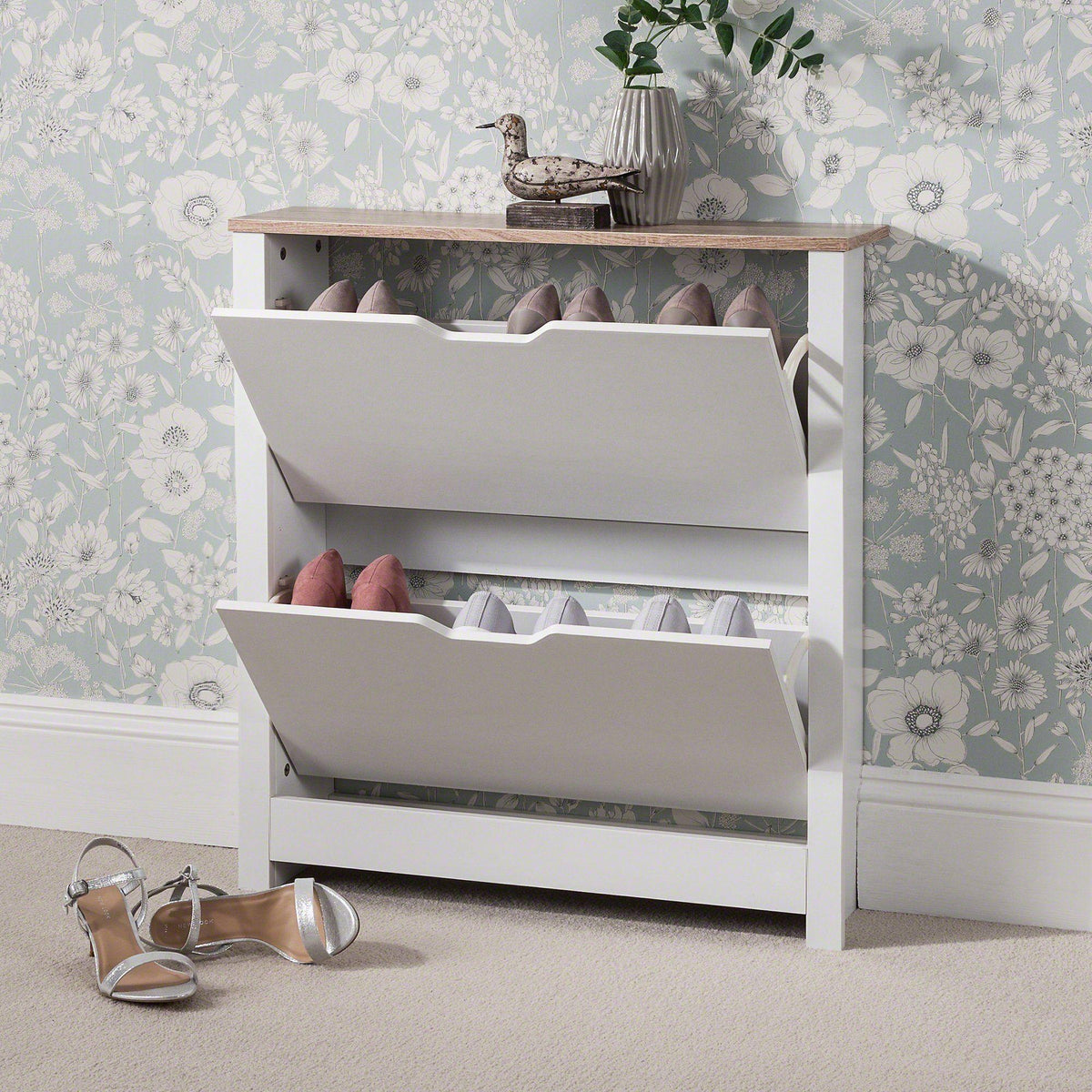 Outlet - Windsor Shoe Cabinet - 2 Door - White