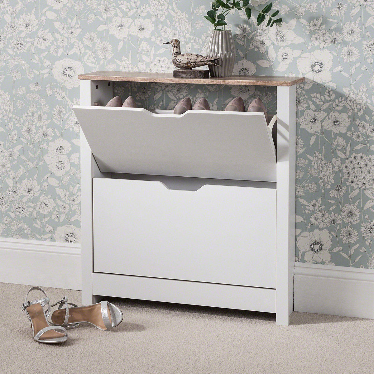 Outlet - Windsor Shoe Cabinet - 2 Door - White