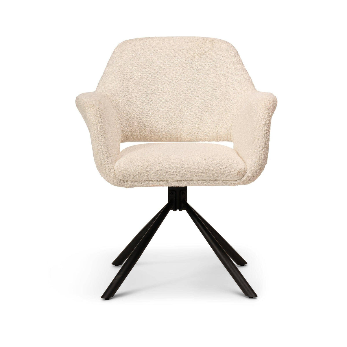 Parker Boucle Office Swivel Chair - Black Metal Legs