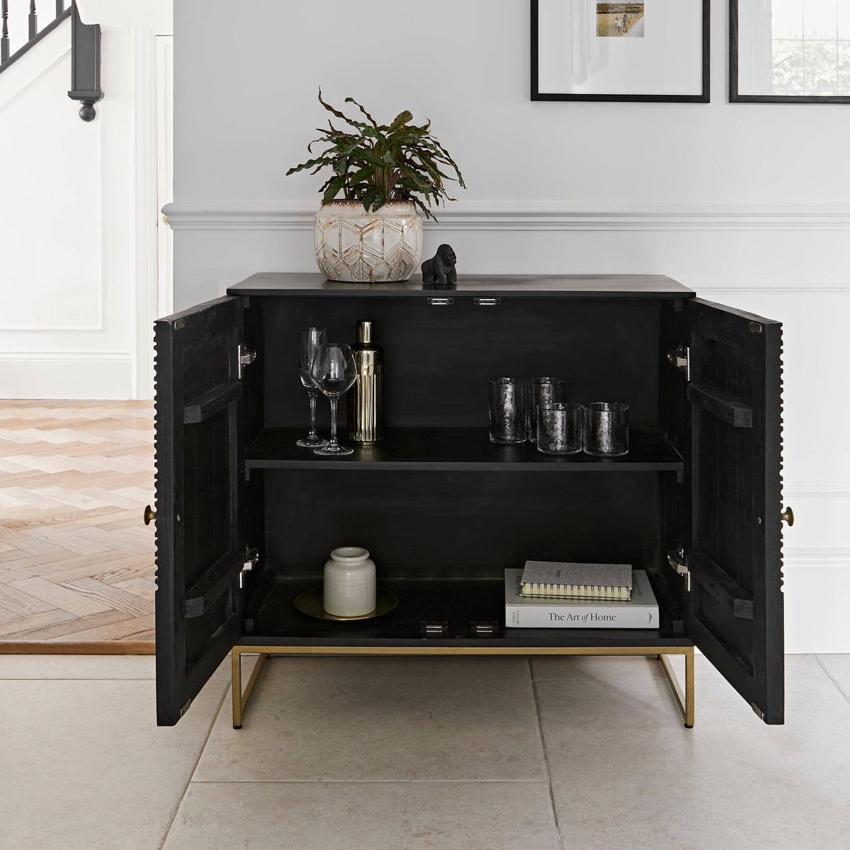 Rayna 2 Door Small Sideboard - Jet Black