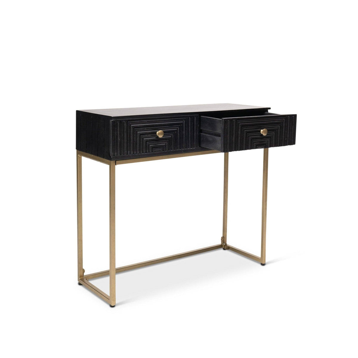 Rayna Black Mango Wood 2 Drawer Console Table