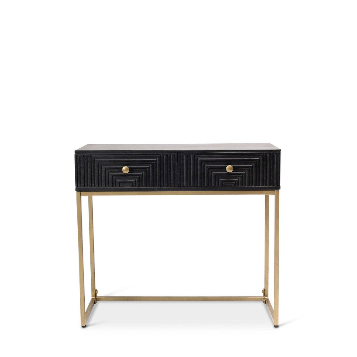 Rayna Black Mango Wood 2 Drawer Console Table