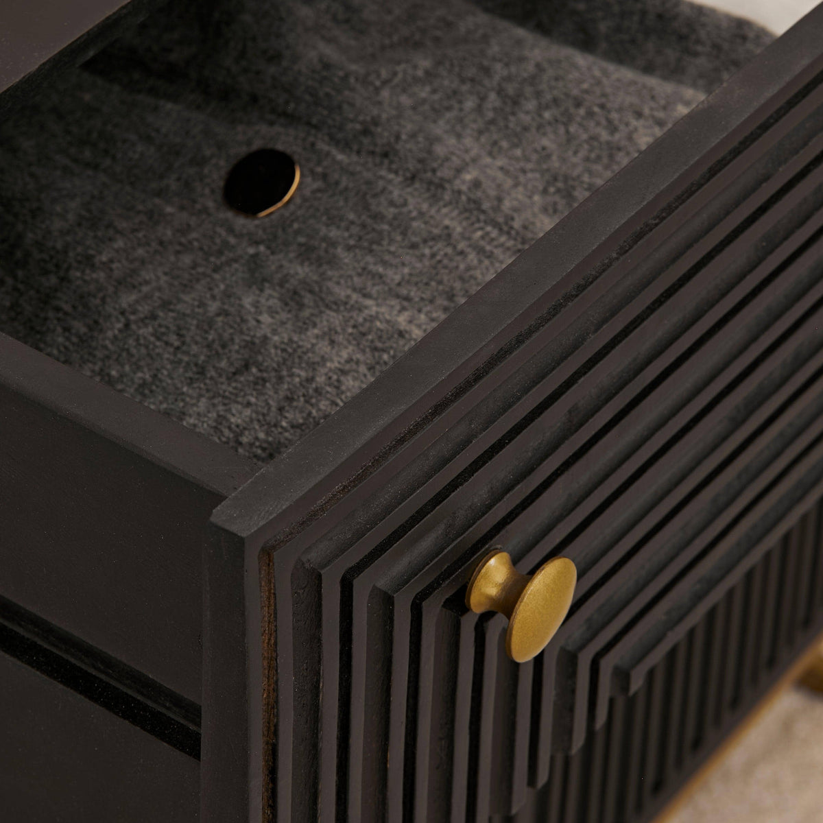 Rayna 3 Drawer Chest of Drawers - Jet Black