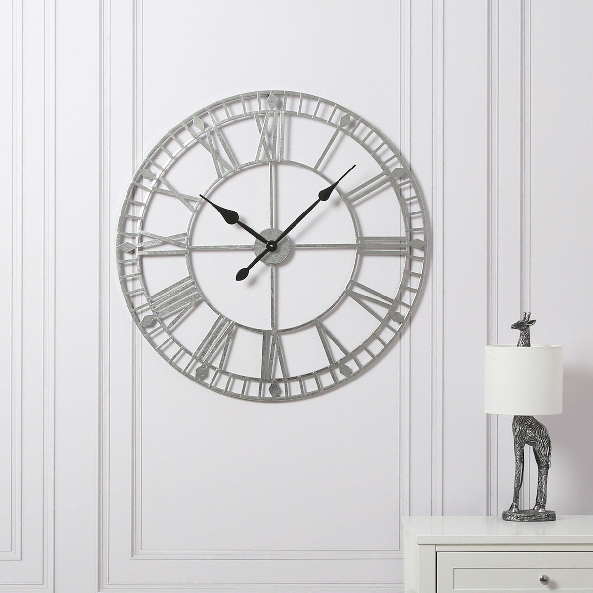 Riseley Skeleton Wall Clock - Silver