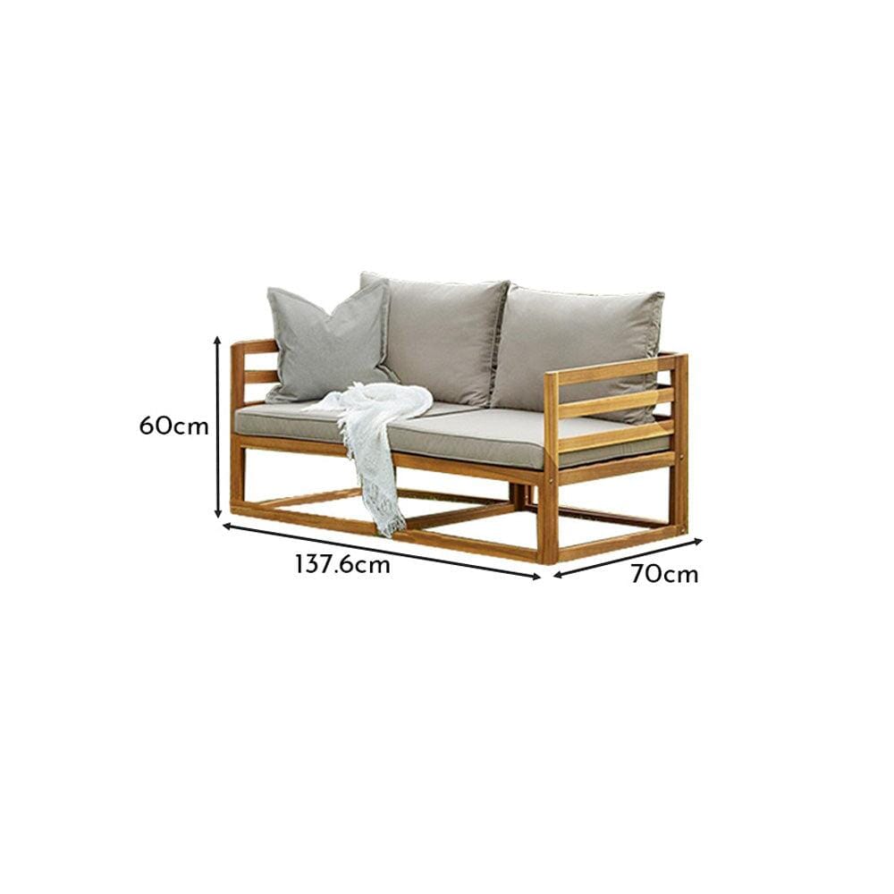 Rowan Wooden Garden 2 Seater Sofa - Sand