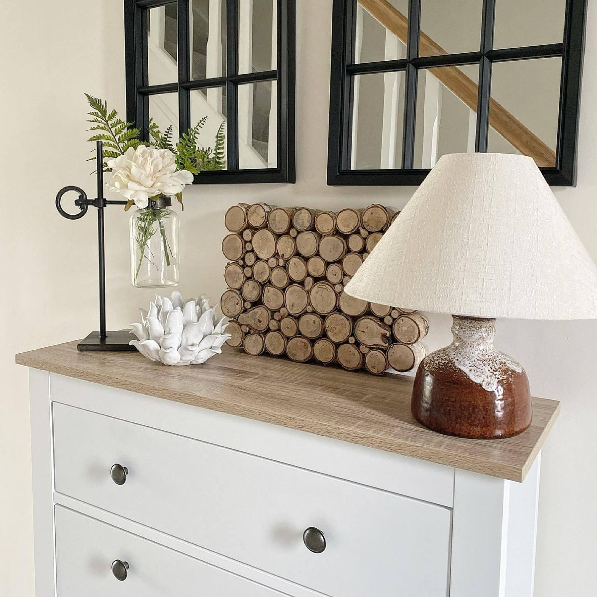Sandhurst Shoe Cabinet - 3 Door - White & Oak Effect