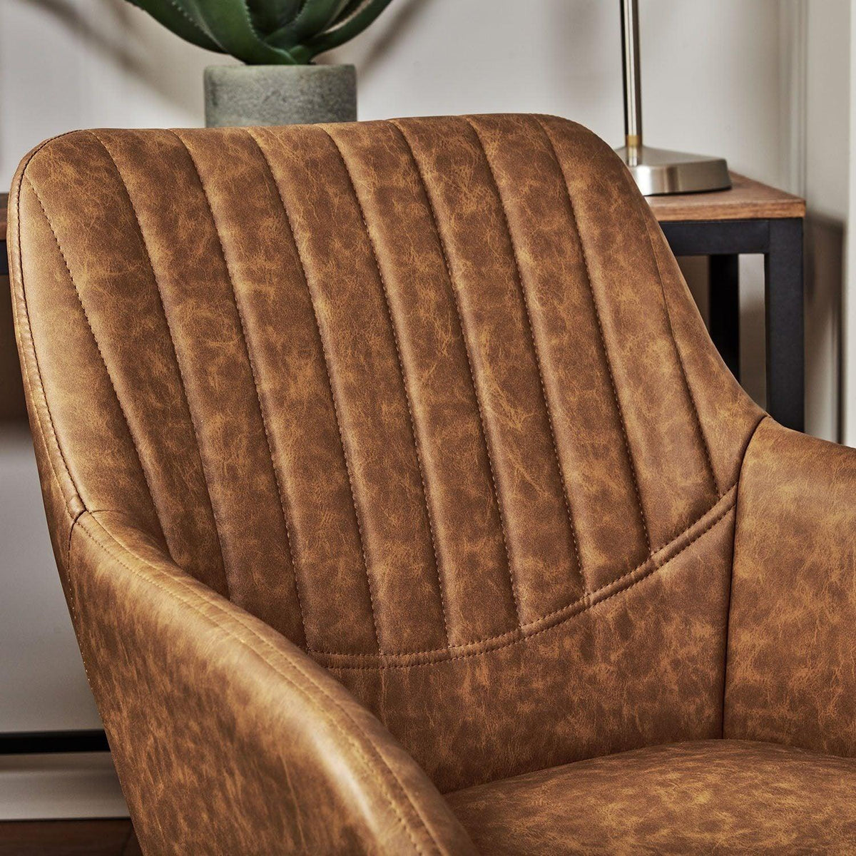 Sheffield Office Faux Leather Chair - Tan with Black Legs