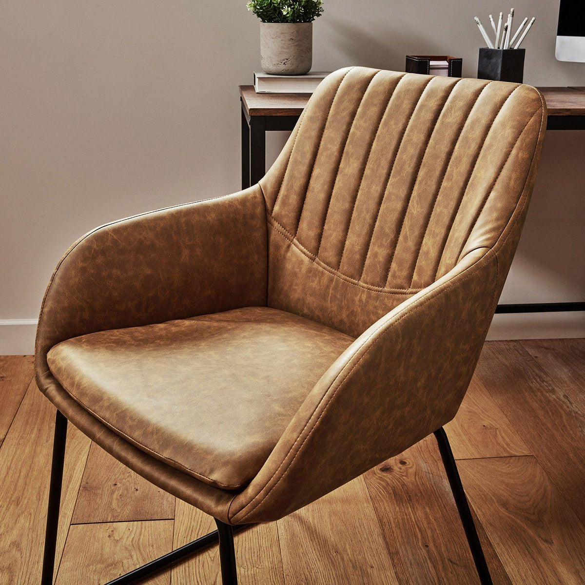 Sheffield Office Faux Leather Chair - Tan with Black Legs