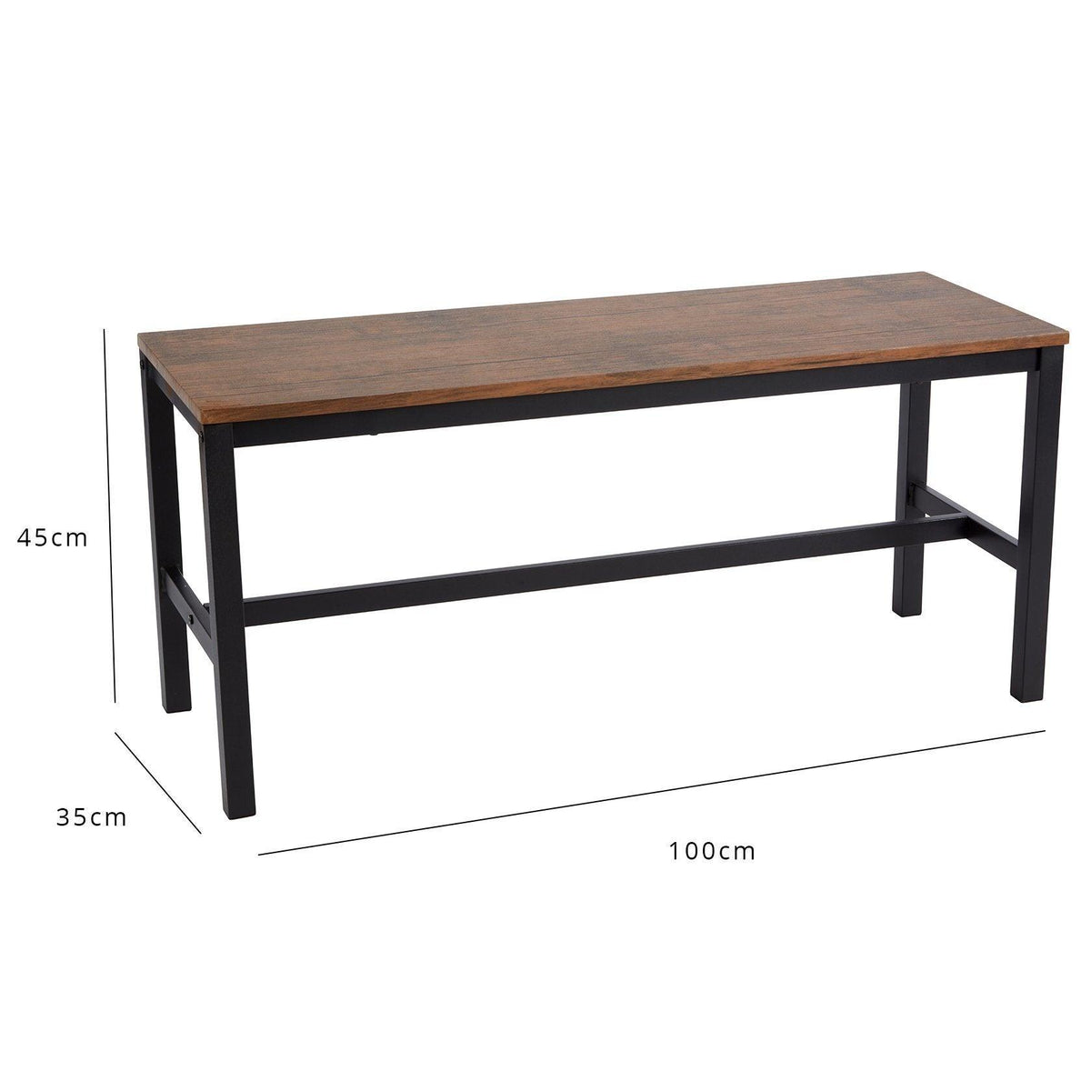 Sheffield Rich Oak Dining Table Set - 4 Seater - 2 Sheffield Benches - Matte Black Legs