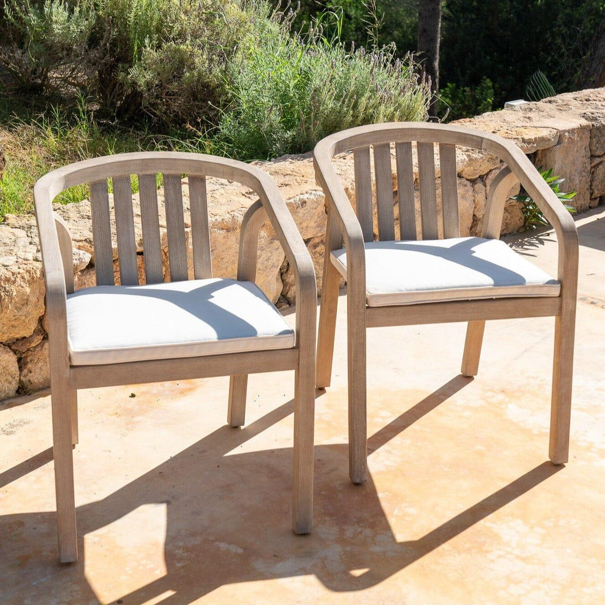 Shiro 6 Seater Wooden Round Garden Dining Table with 6 Shiro Chairs - 160cm