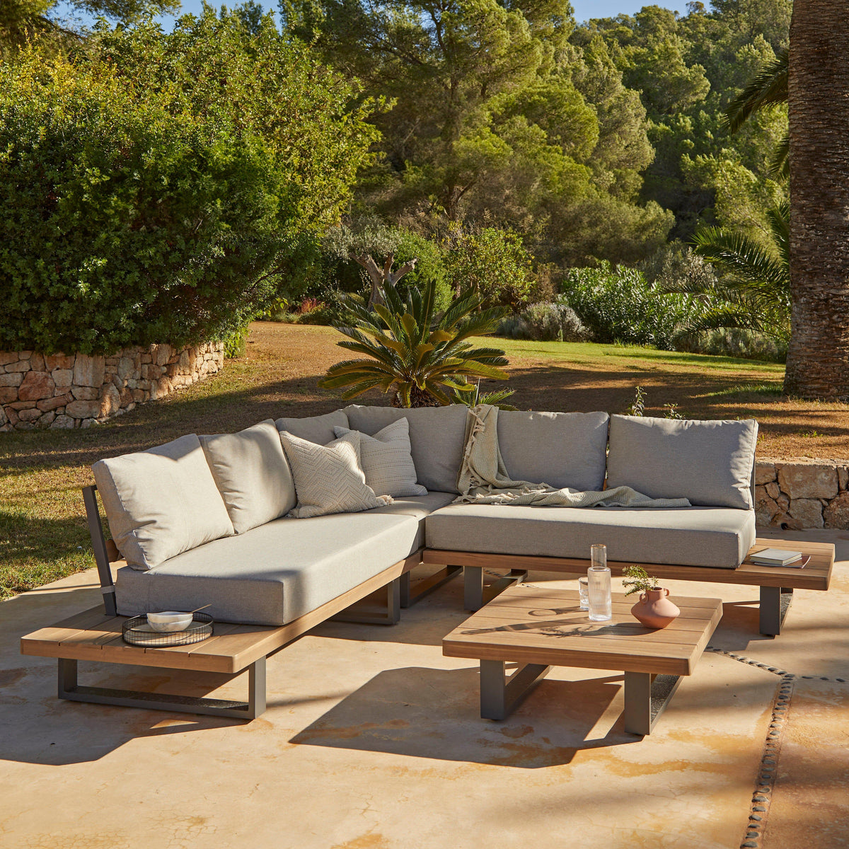 Shiva Garden Corner Sofa Set - Stone