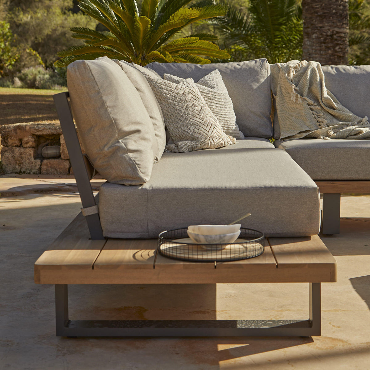 Shiva Garden Corner Sofa Set - Stone