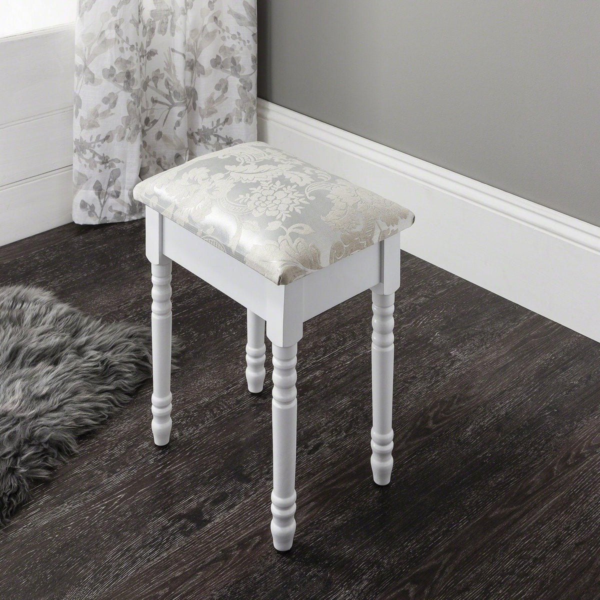 Sienna White Dressing Table with Mirror & Stool