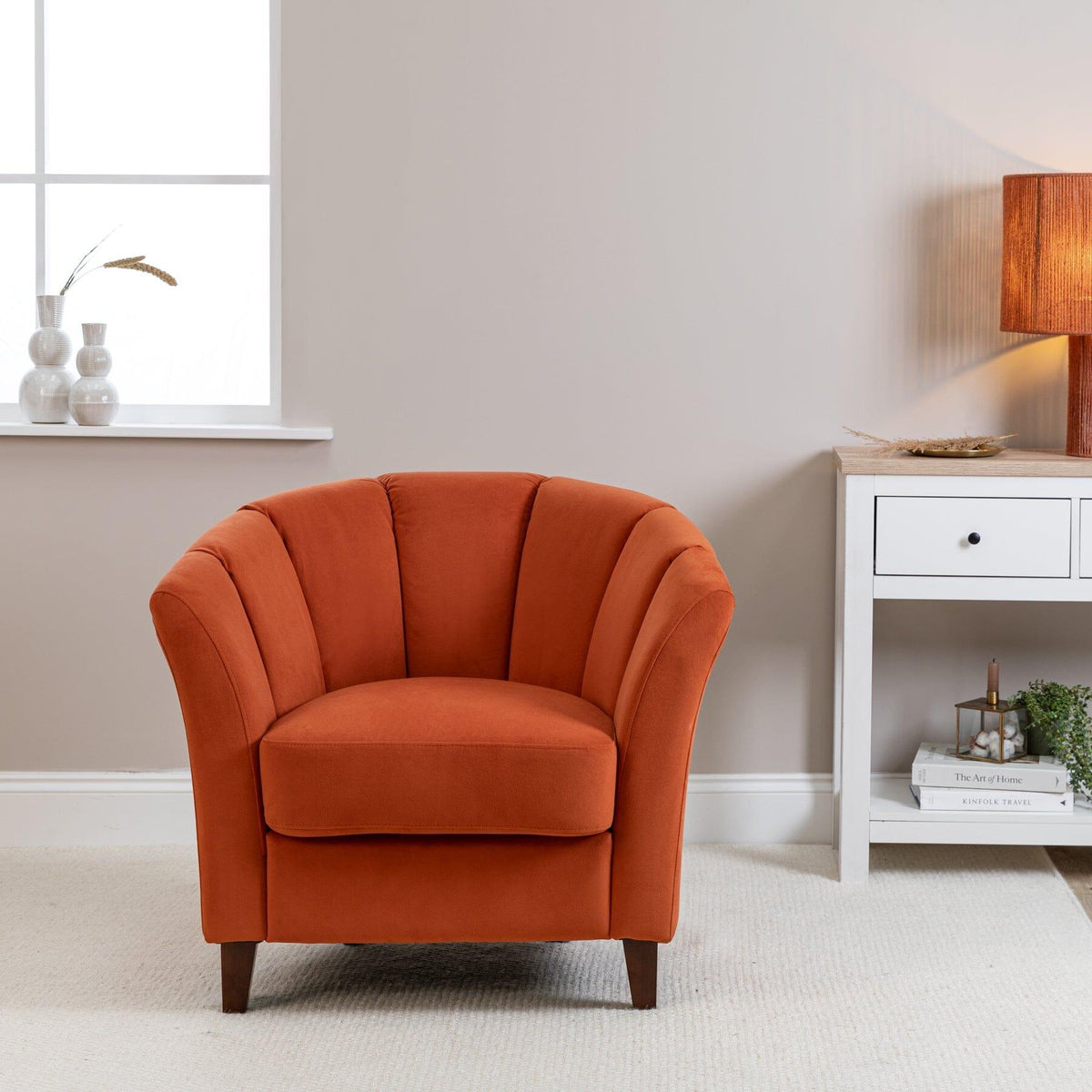 Sirana Large Burnt Orange Jute Table Lamp