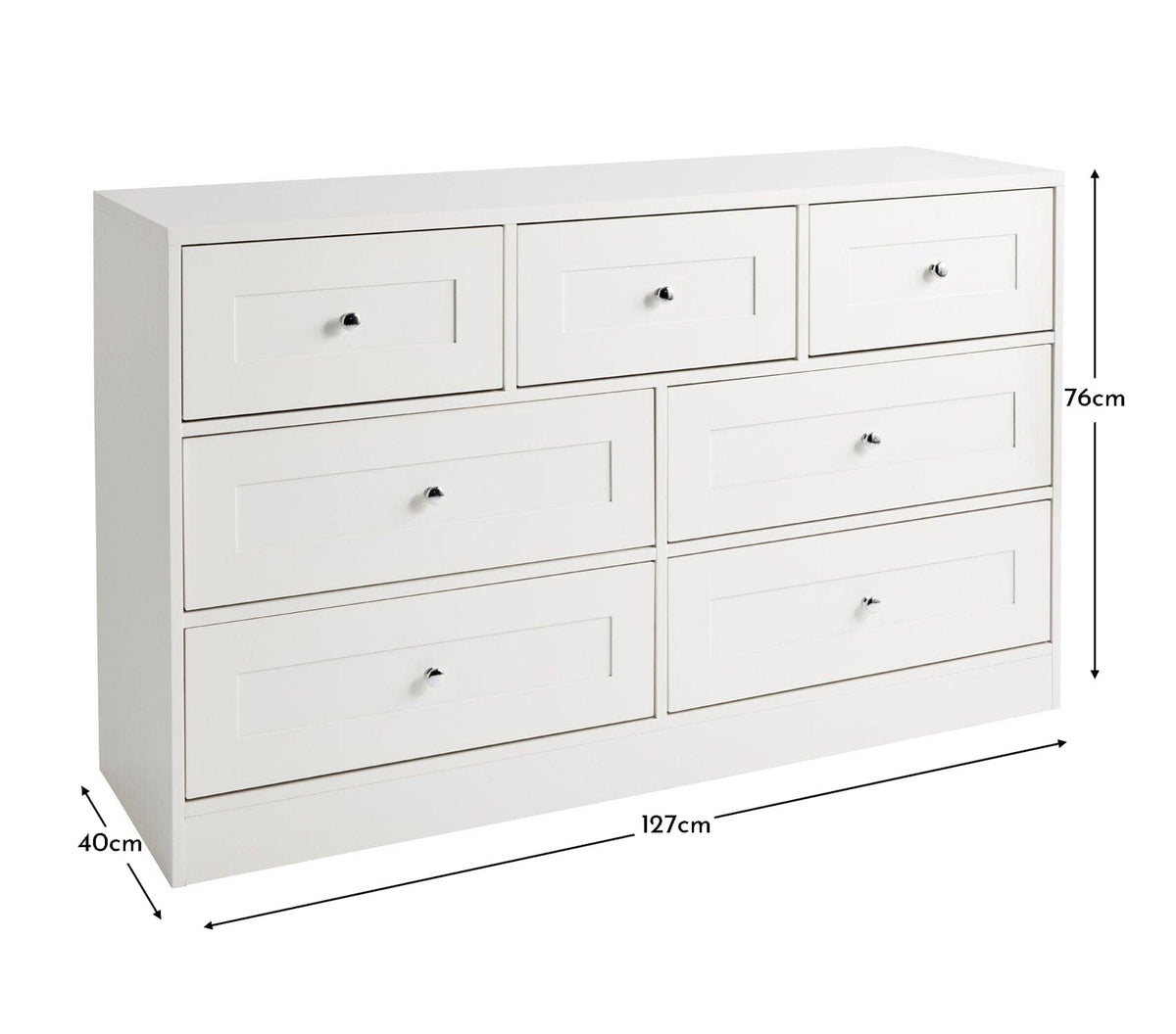 Stevie 7 Drawer Chest of Drawers - White